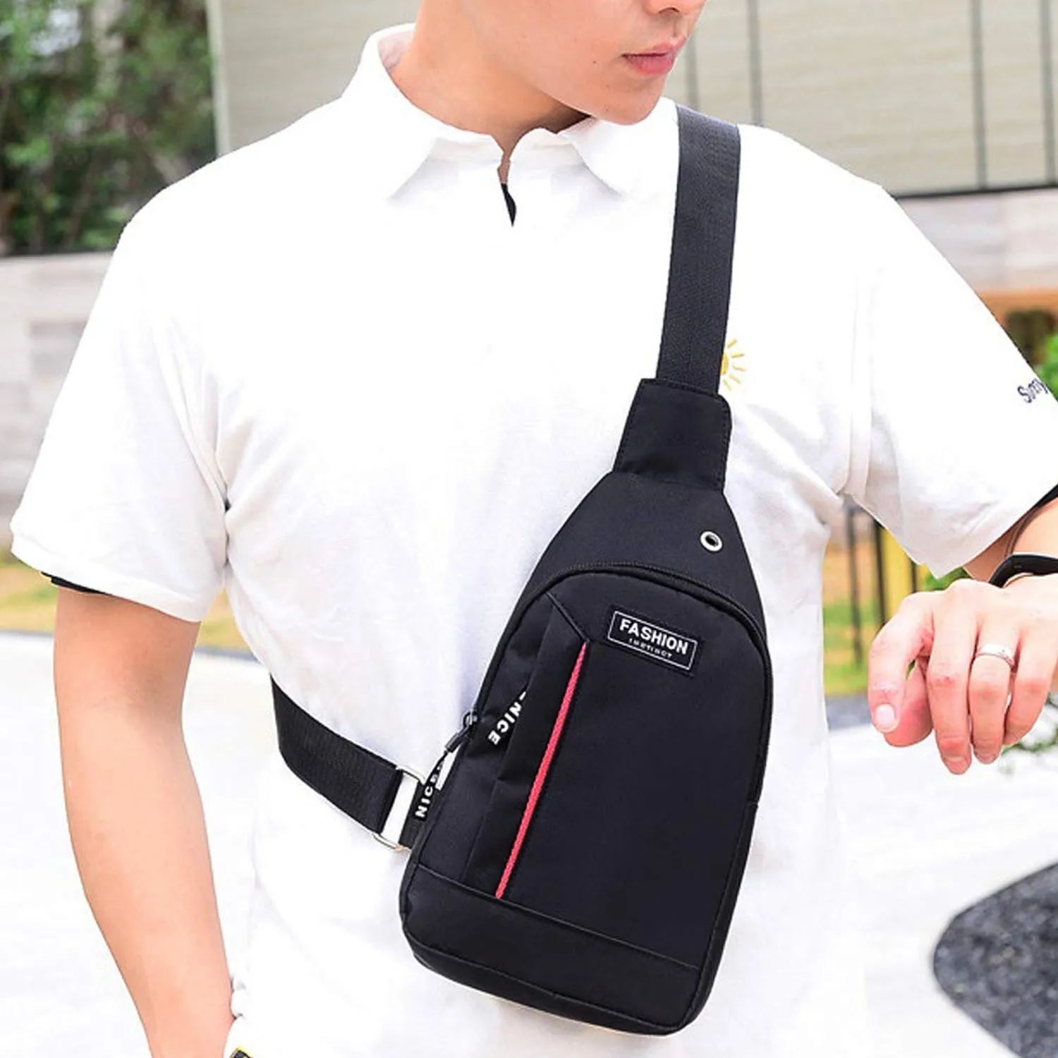 0322 Black Waterproof Anti Theft PU Leath waister Shoulder Bags