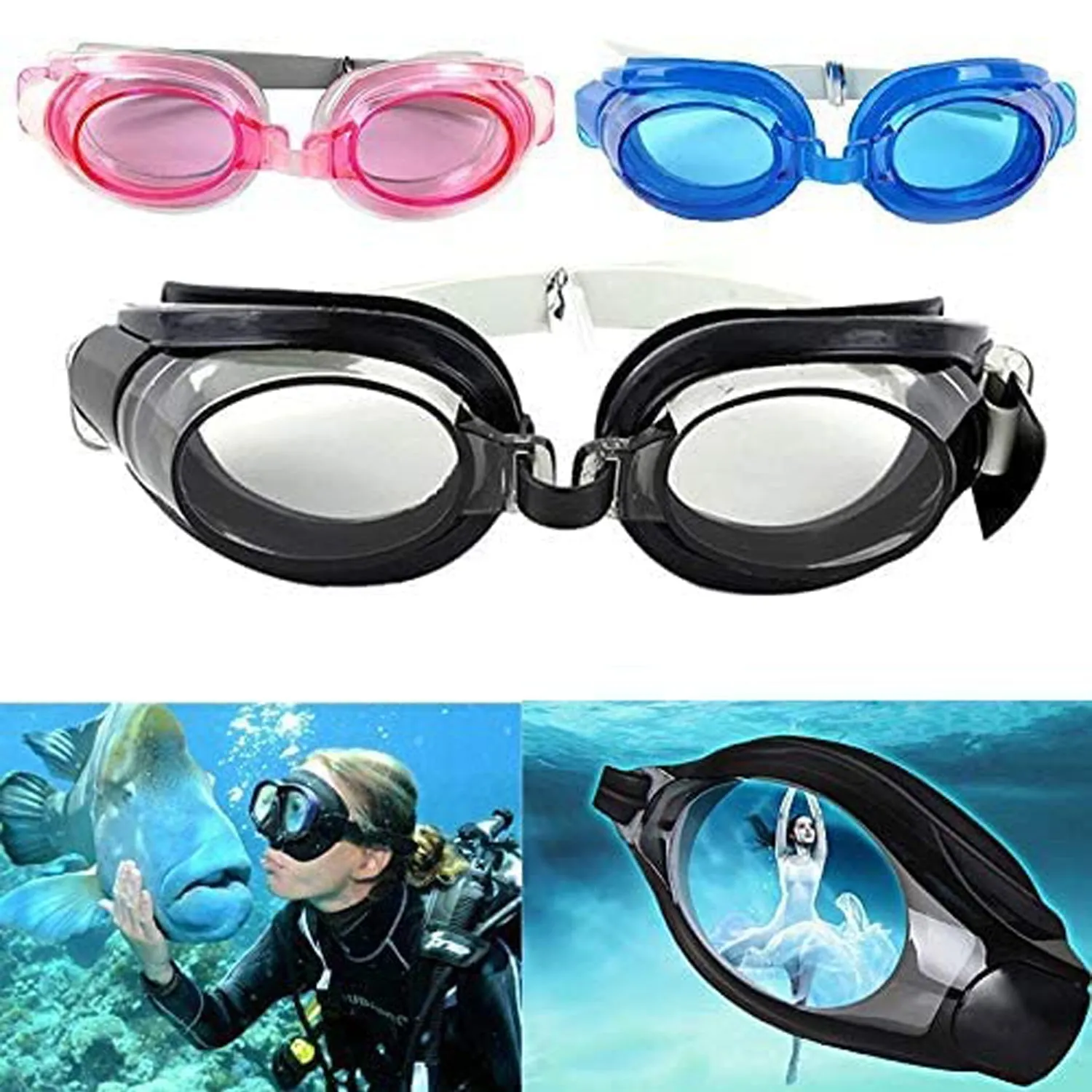 0399 Swimming Goggles  With Ear And Nose Plug Adjustable Clear Vision Anti-Fog Waterproof