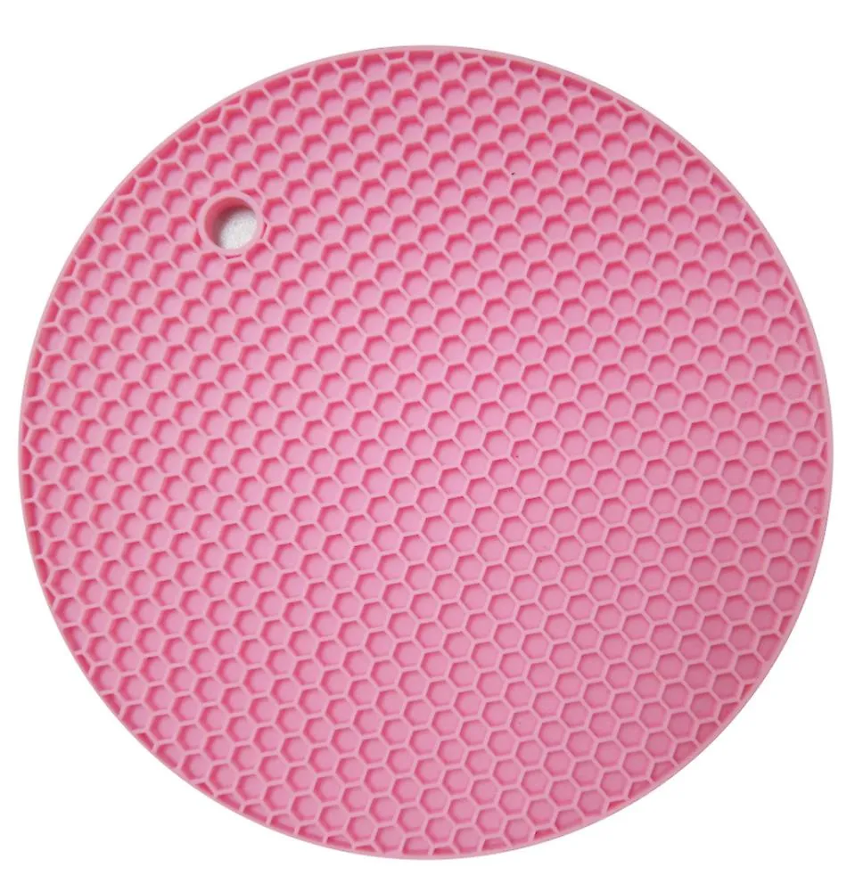 10pcs pink silicone heat insulation coaster, waterproof and non-slip AZ17819