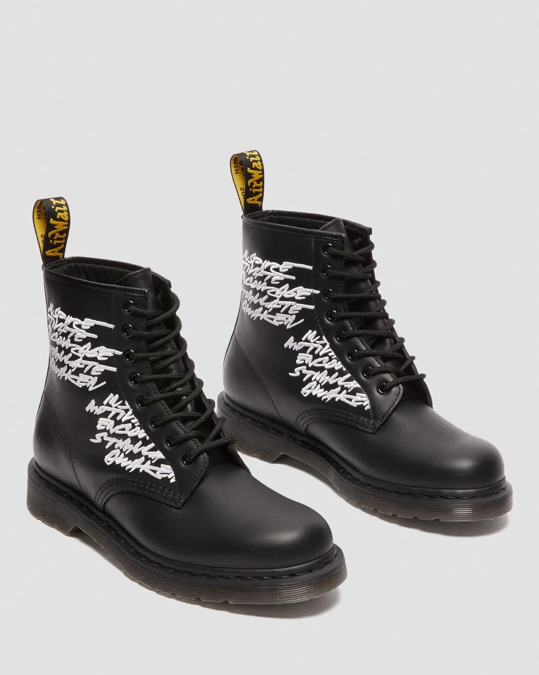 1460 FUTURA EMBROIDERED LEATHER LACE UP BOOTS