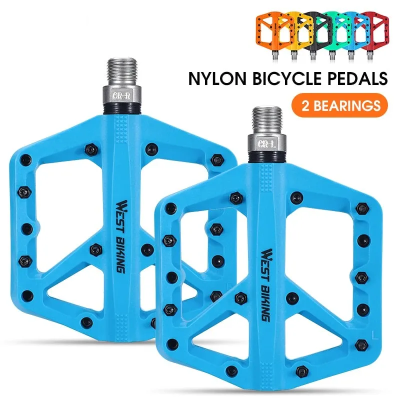 2 Sealed Bearings Bicycle Pedals Nylon Road Bmx Mtb Pedals Ultralight Non-Slip Waterproof Bike Pedals Accessories