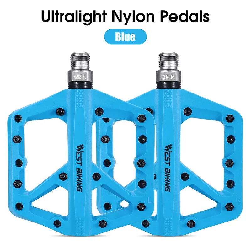 2 Sealed Bearings Bicycle Pedals Nylon Road Bmx Mtb Pedals Ultralight Non-Slip Waterproof Bike Pedals Accessories