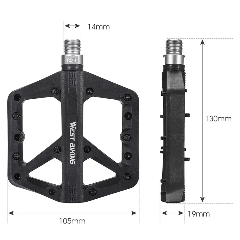 2 Sealed Bearings Bicycle Pedals Nylon Road Bmx Mtb Pedals Ultralight Non-Slip Waterproof Bike Pedals Accessories