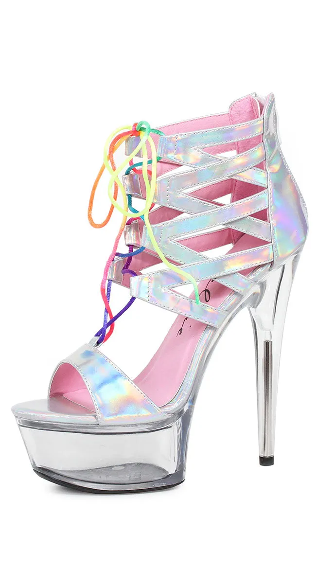 6" Iridescent Strappy Heels