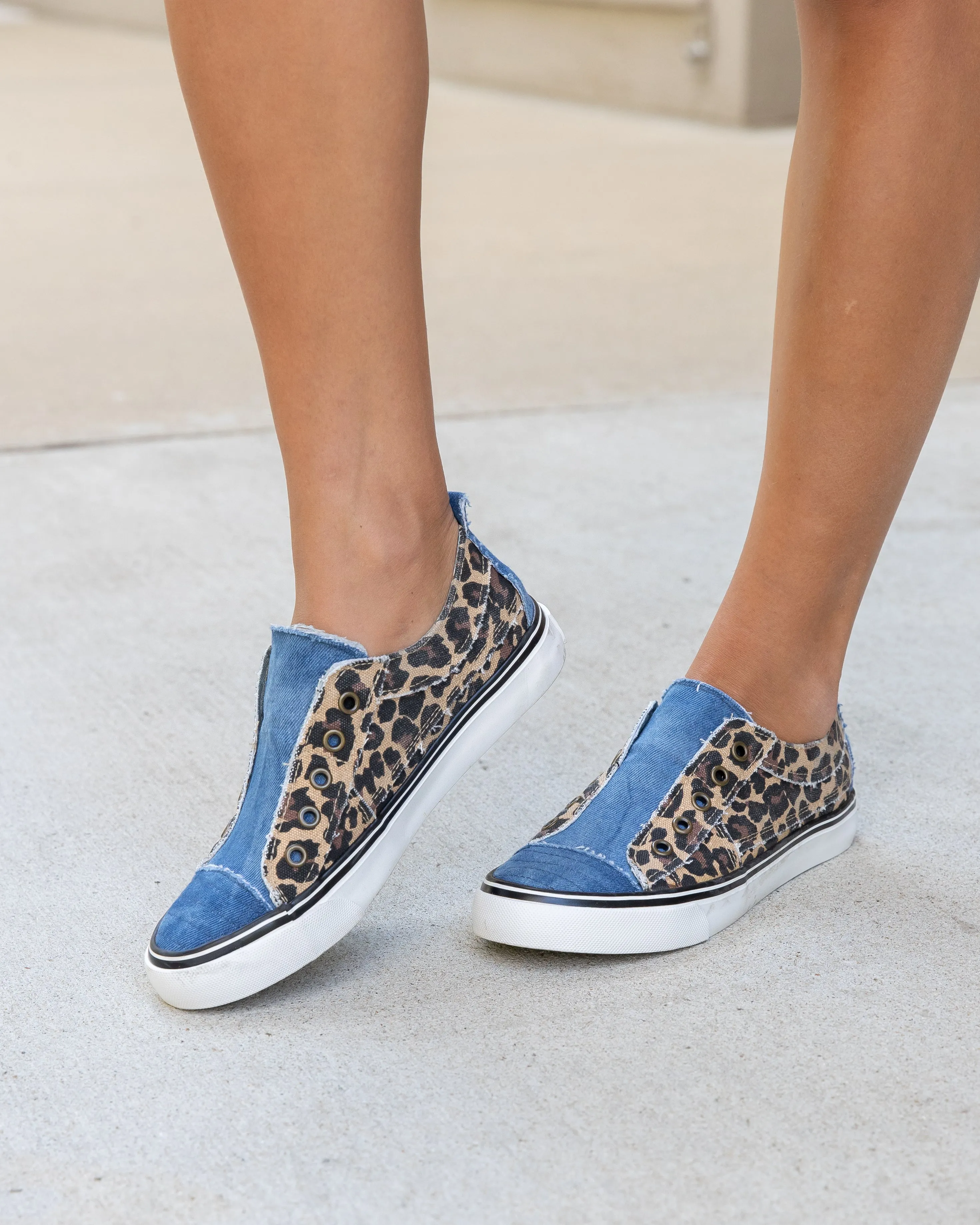 Adeline Denim Slip On Sneakers - Leopard