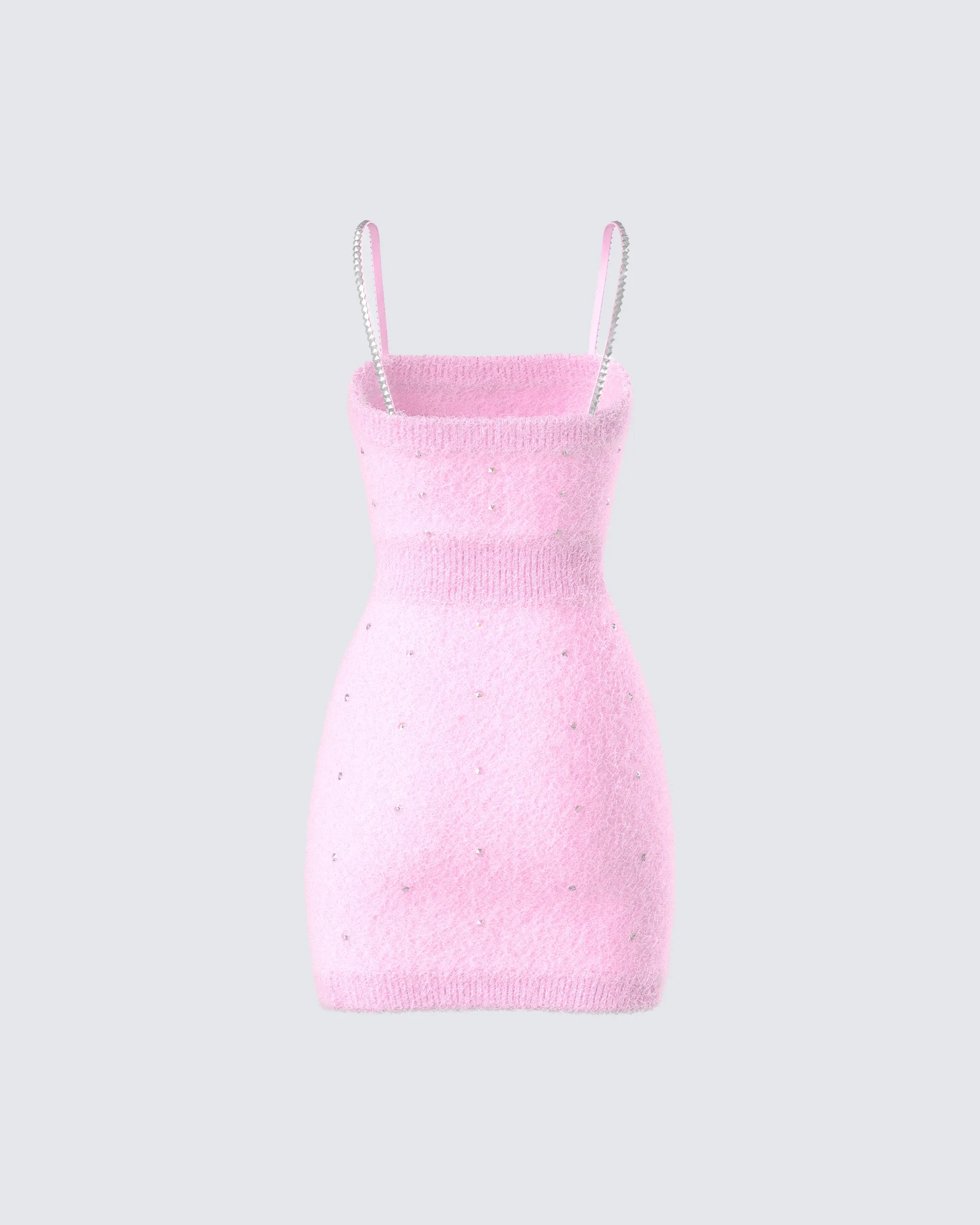 Adi Pink Fuzzy Knit Mini Dress