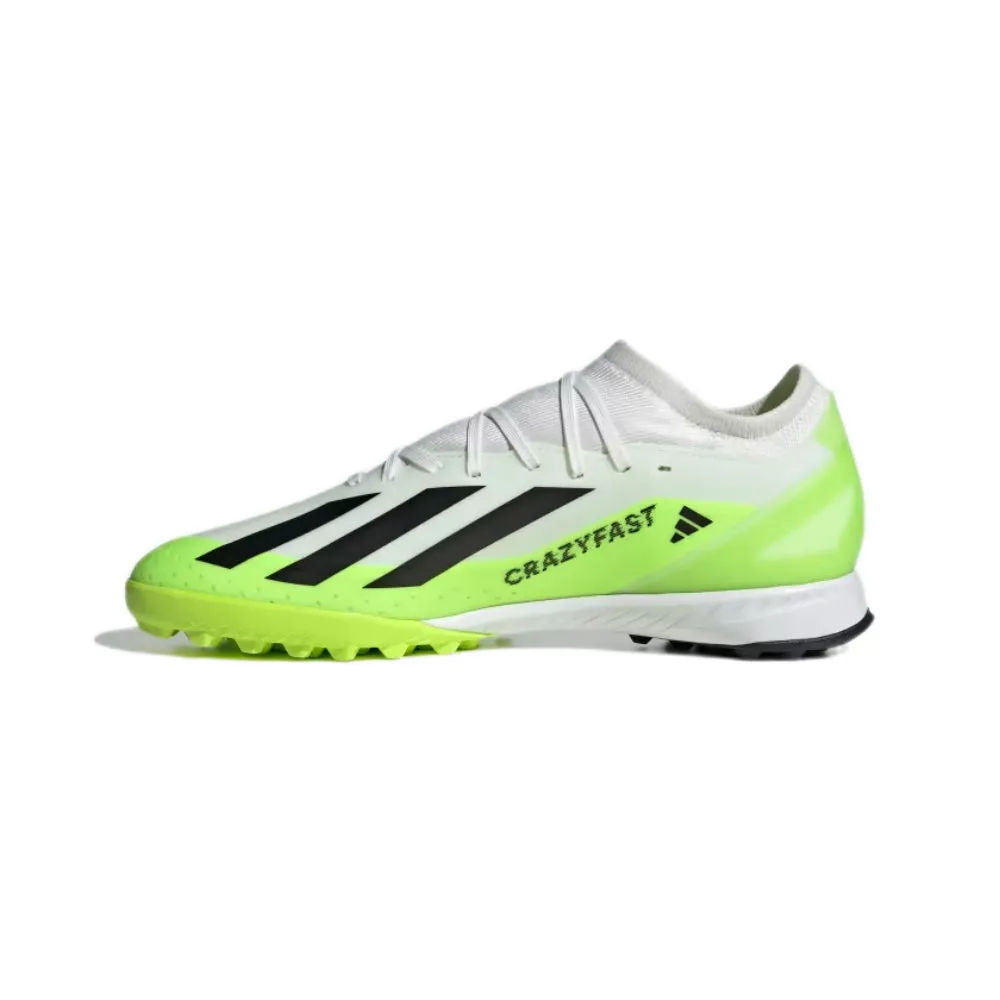 Adidas Men's X Crazyfast.3 Turf Football Shoe (Cloud White/Core Black/Lucid Lemon)