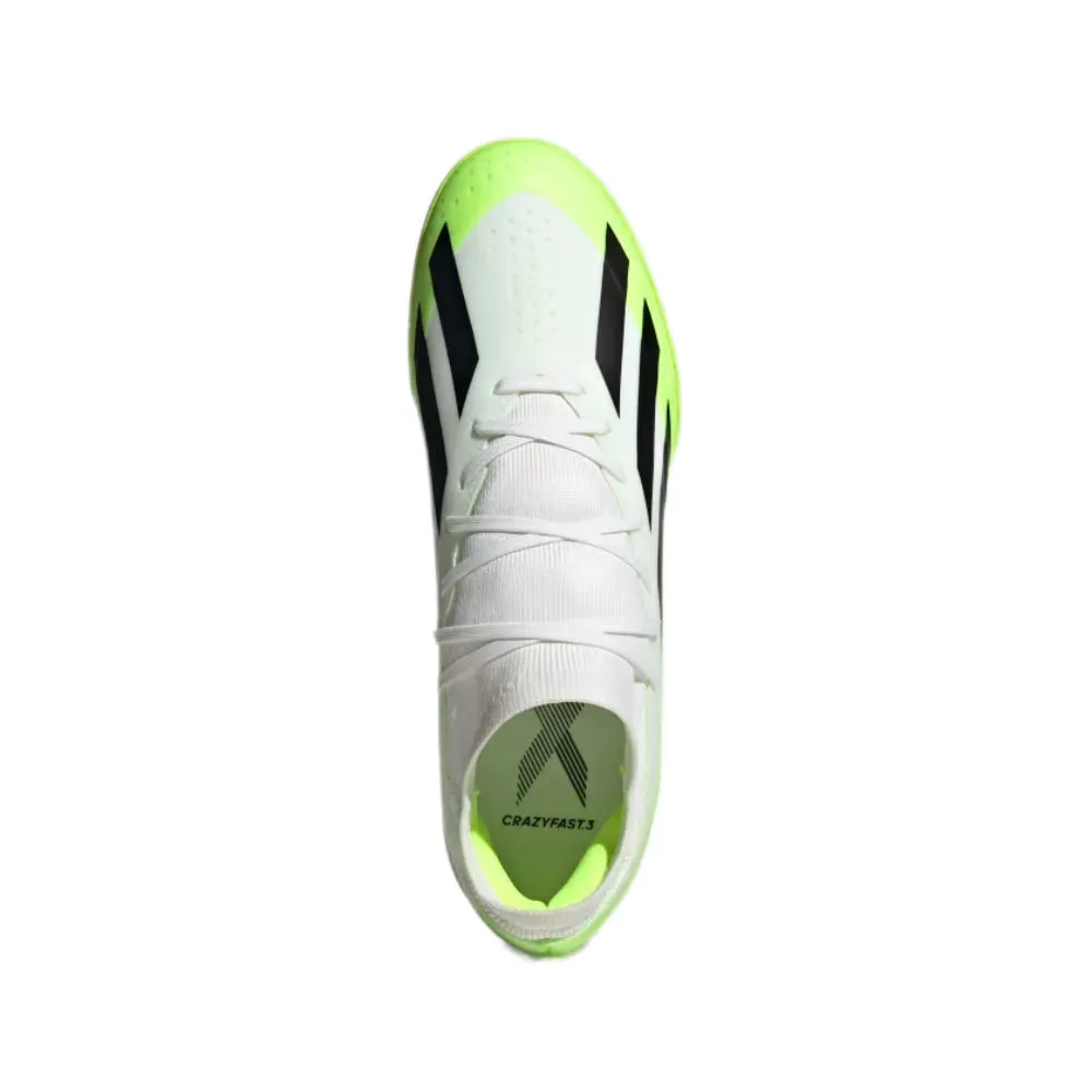 Adidas Men's X Crazyfast.3 Turf Football Shoe (Cloud White/Core Black/Lucid Lemon)