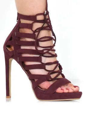 Angel Oxblood Caged Platform heels