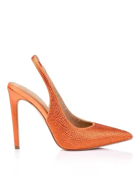 Anthony Stiletto Heels - Orange Satin/Jewels