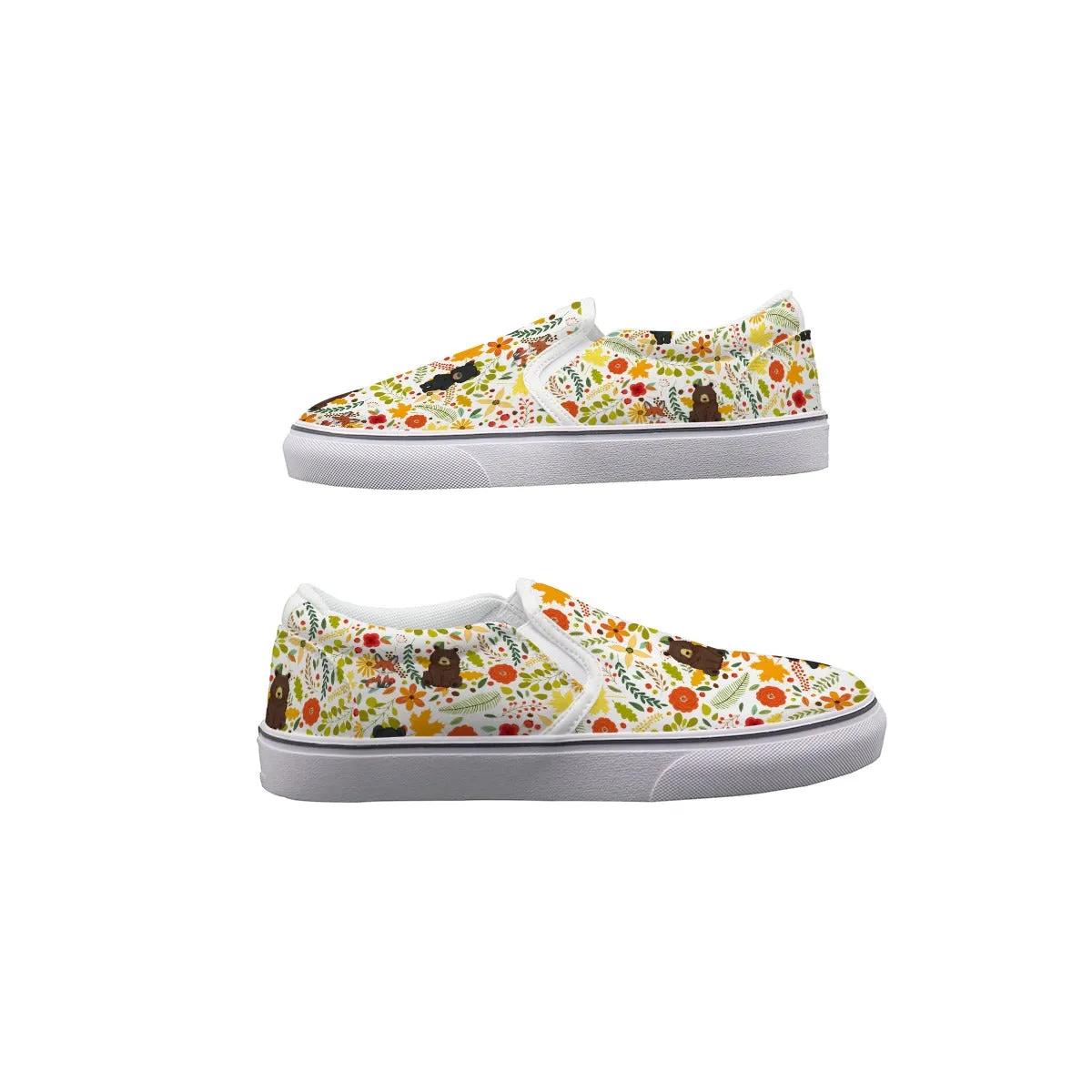 Beary Floral Women's Slip On Sneakers