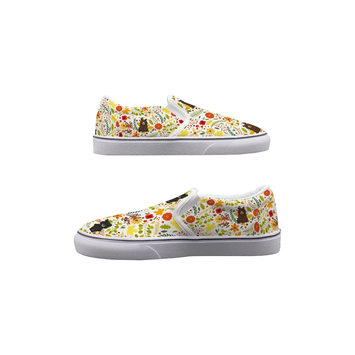 Beary Floral Women's Slip On Sneakers