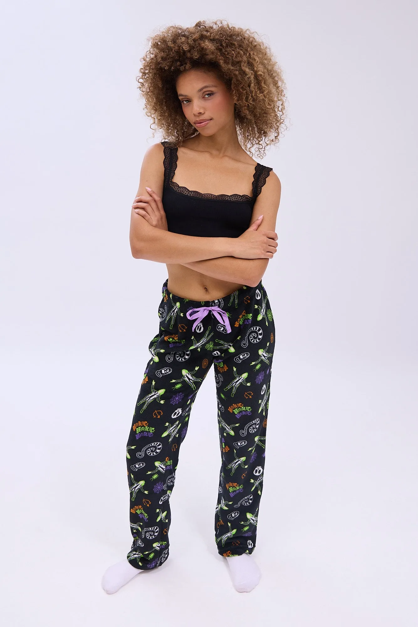 Beetlejuice Printed Plush Pajama Pants