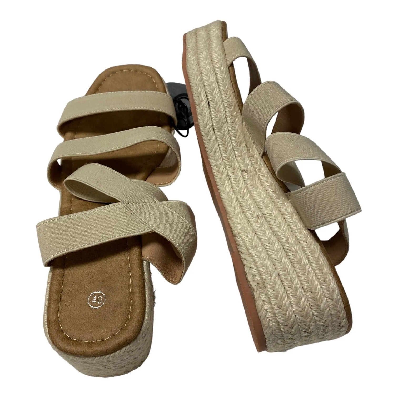 Beige Sandals Heels Platform Cmc, Size 9.5