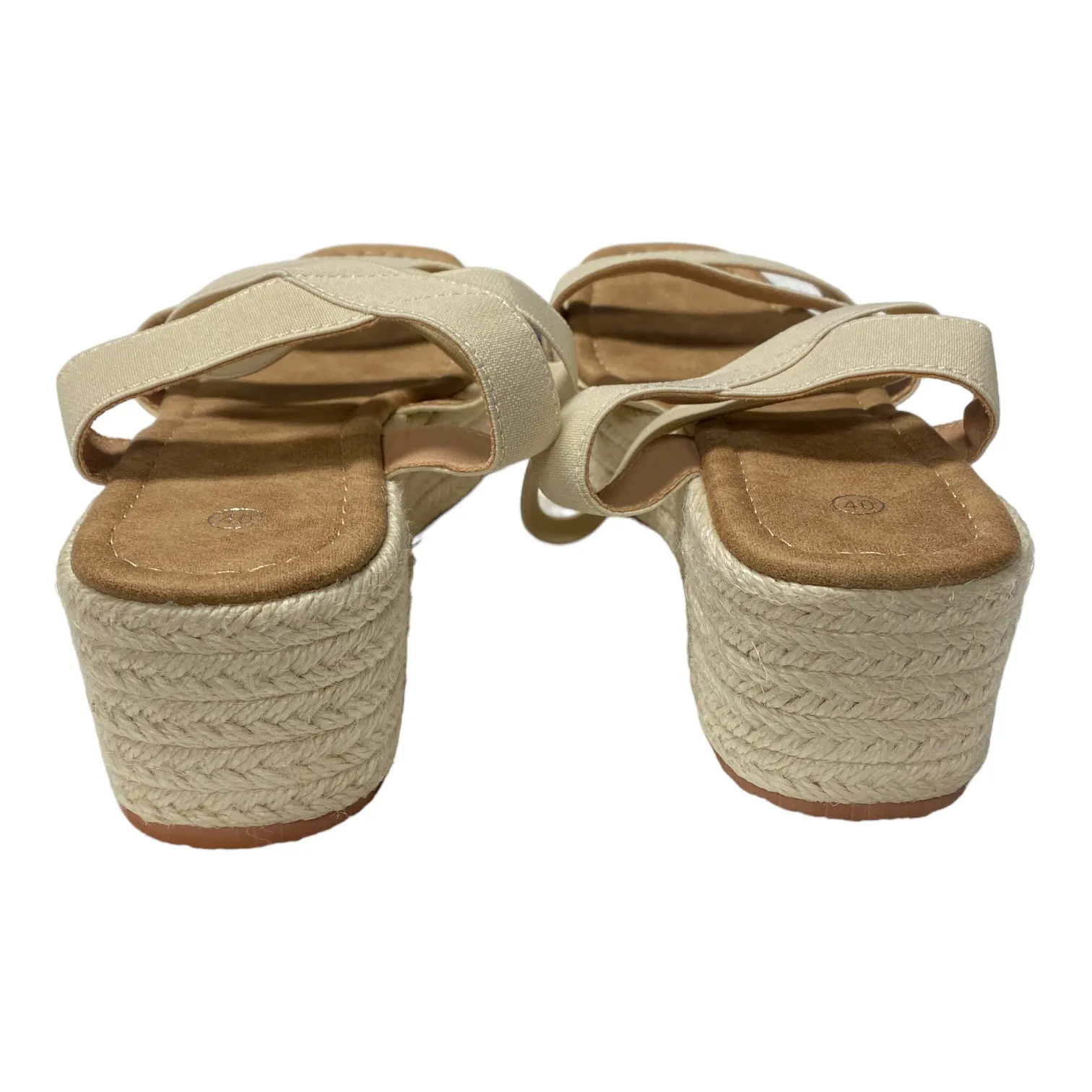 Beige Sandals Heels Platform Cmc, Size 9.5