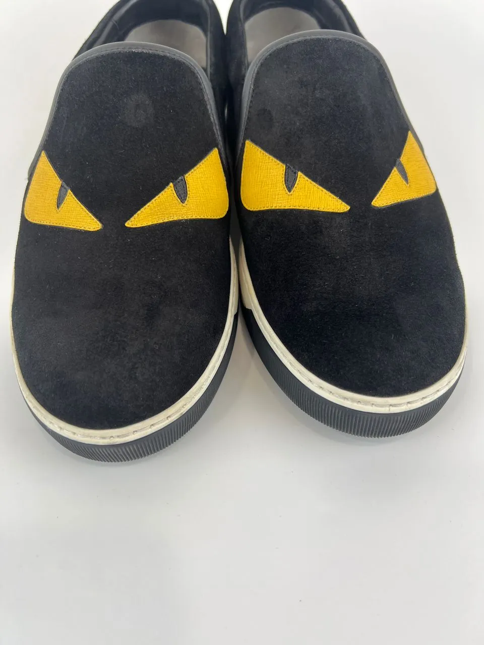 Black Suede Monster Slip On Sneakers