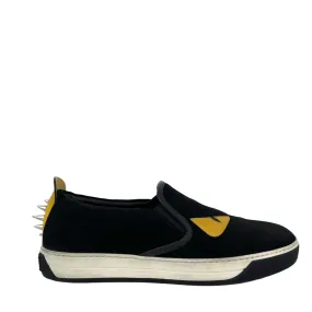 Black Suede Monster Slip On Sneakers