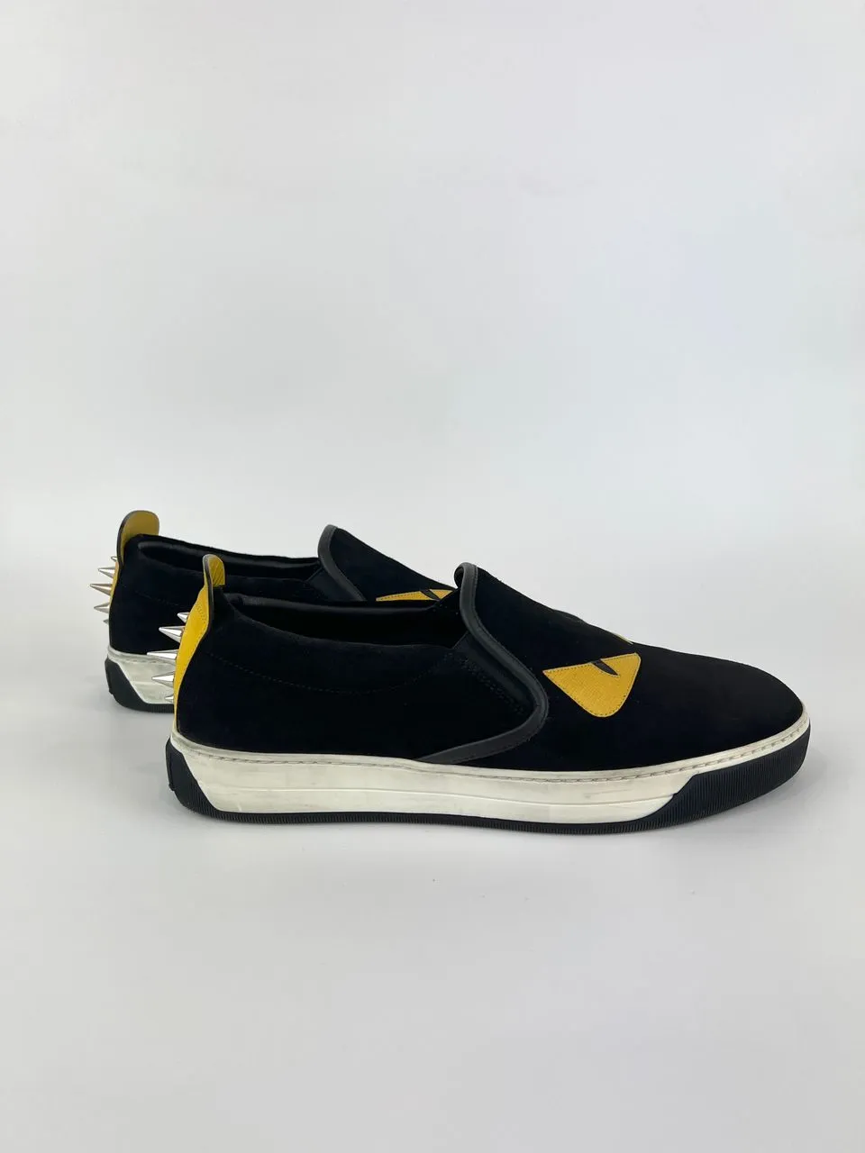 Black Suede Monster Slip On Sneakers