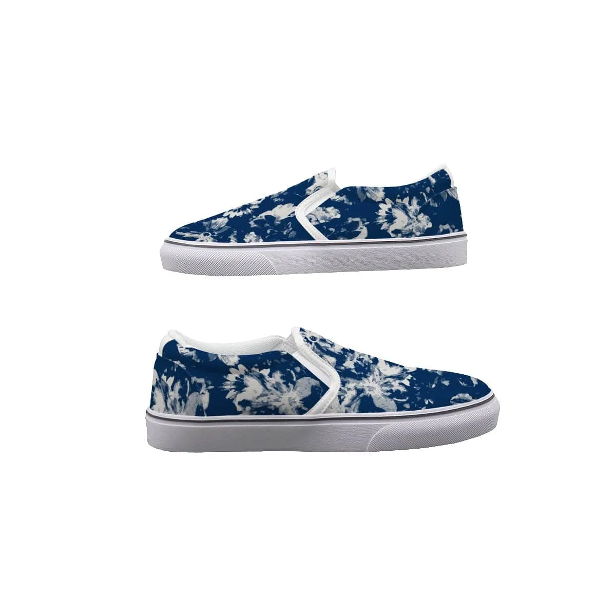 Blue Flora - Women's Slip On Sneakers