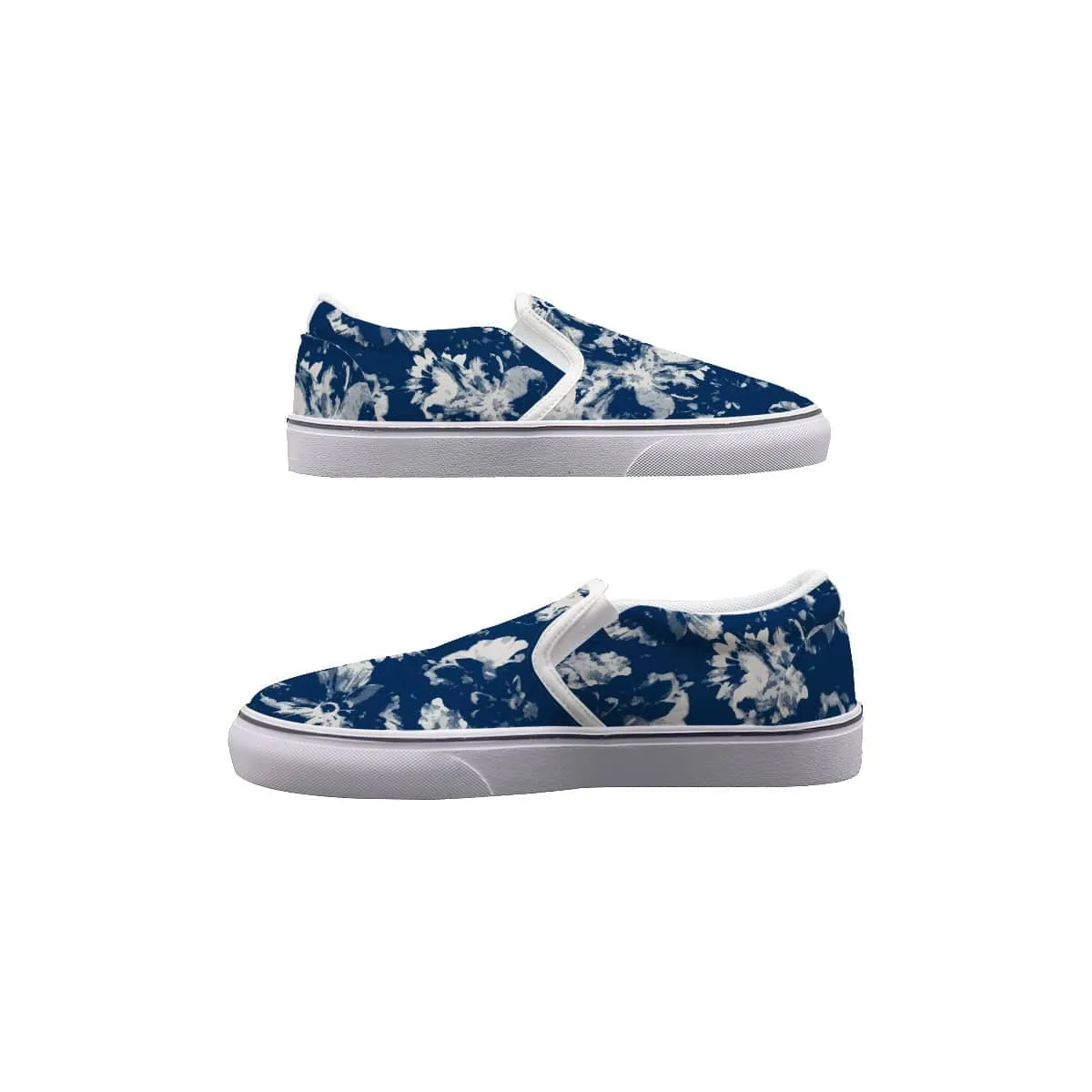 Blue Flora - Women's Slip On Sneakers