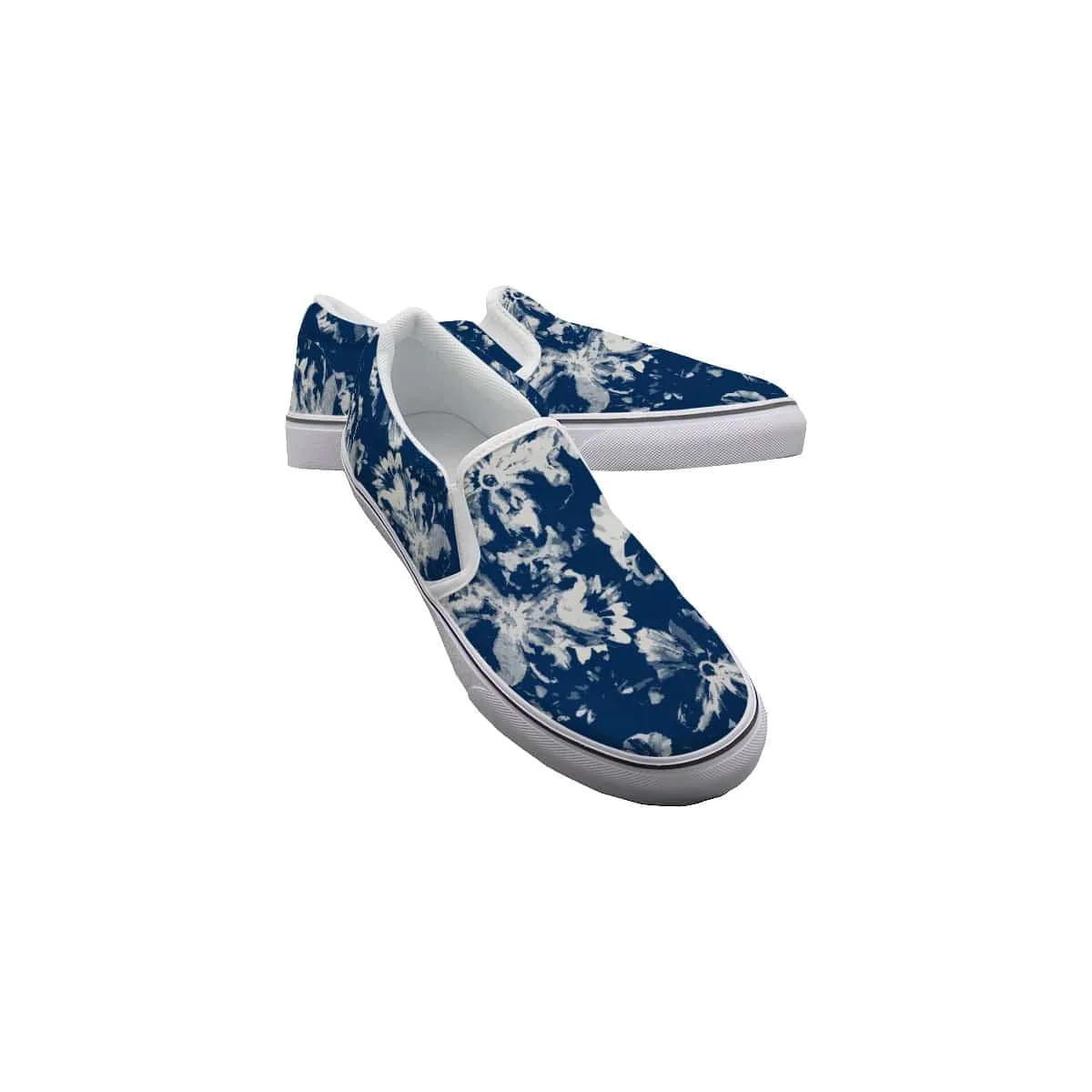 Blue Flora - Women's Slip On Sneakers