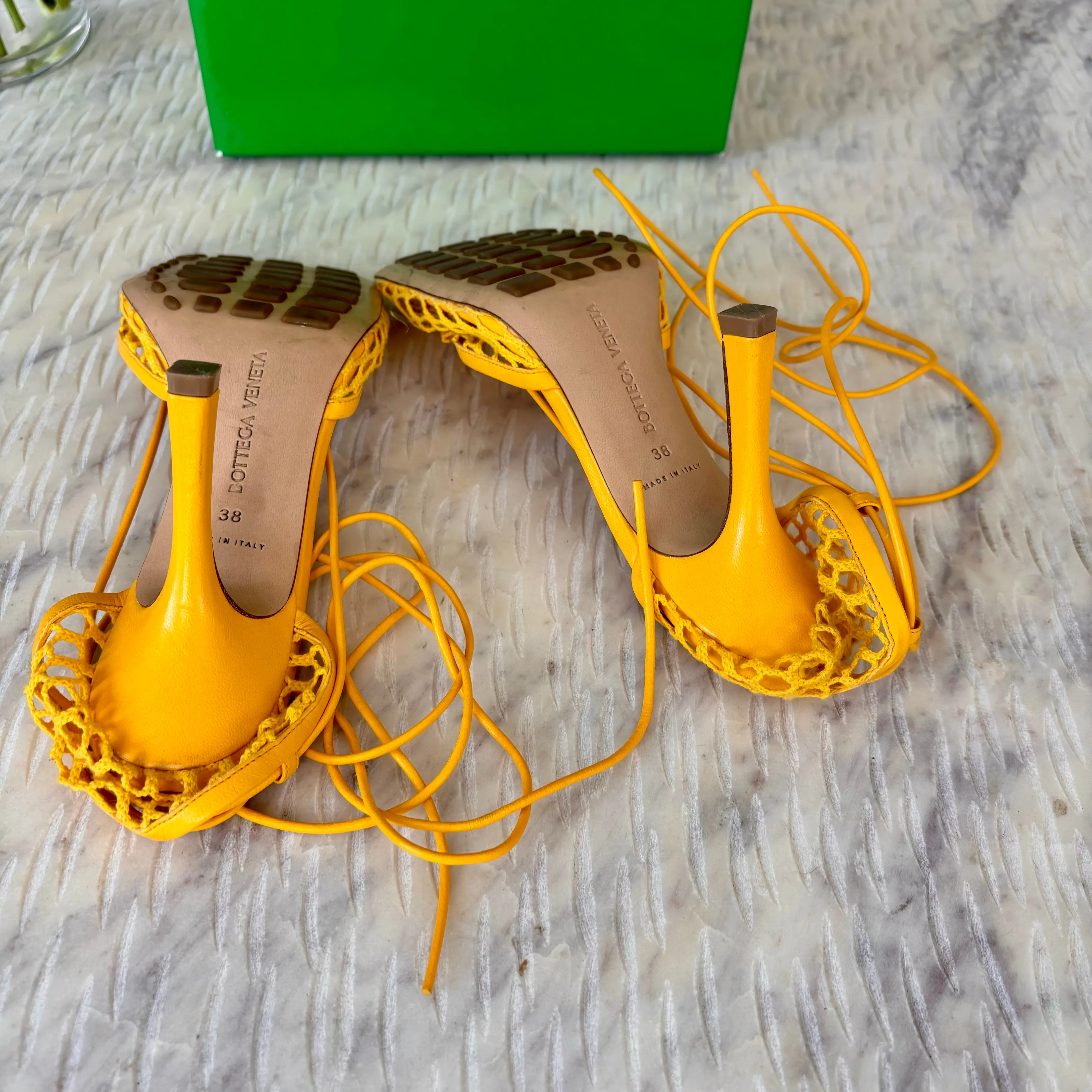 Bottega Veneta Yellow 38 Stretch Heels