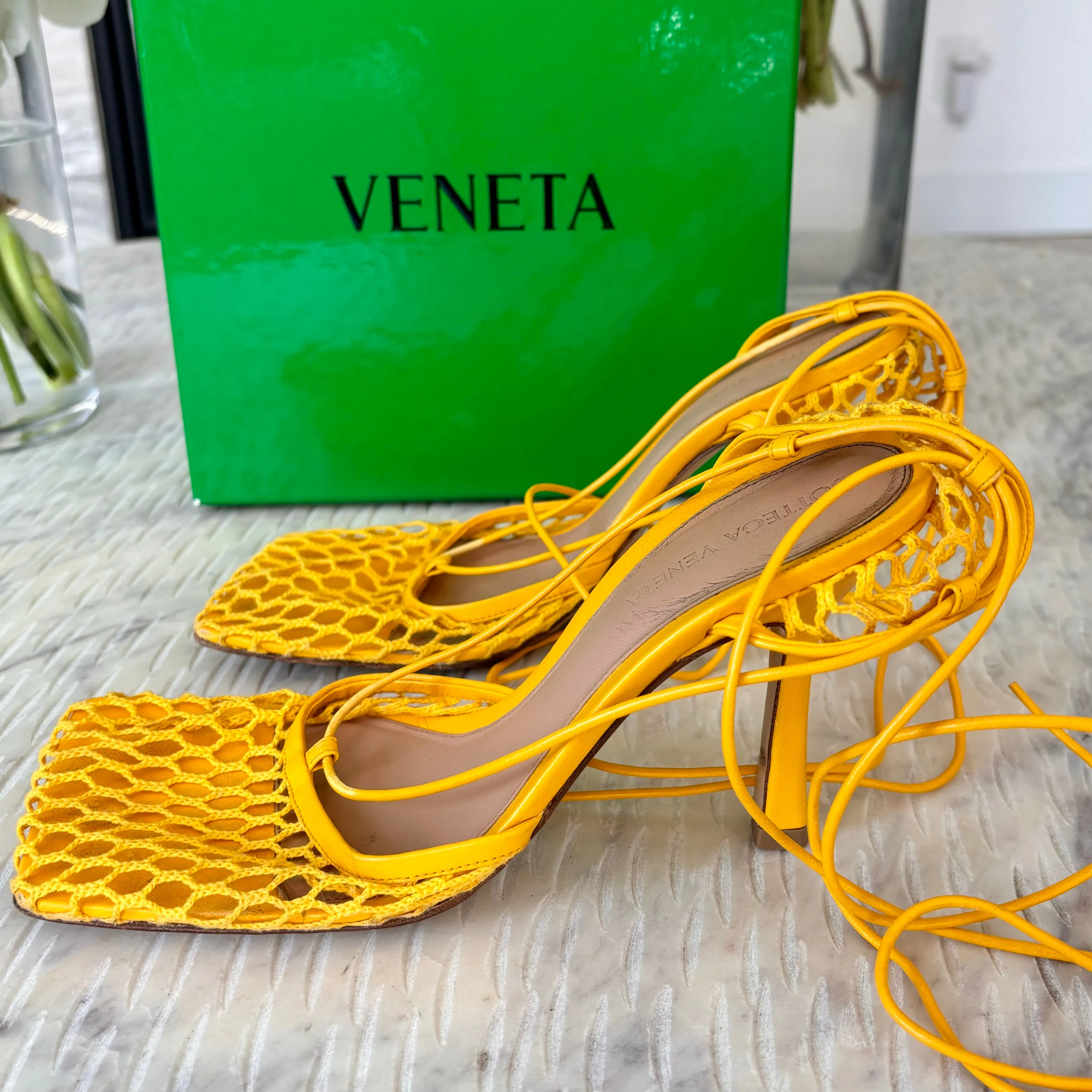 Bottega Veneta Yellow 38 Stretch Heels