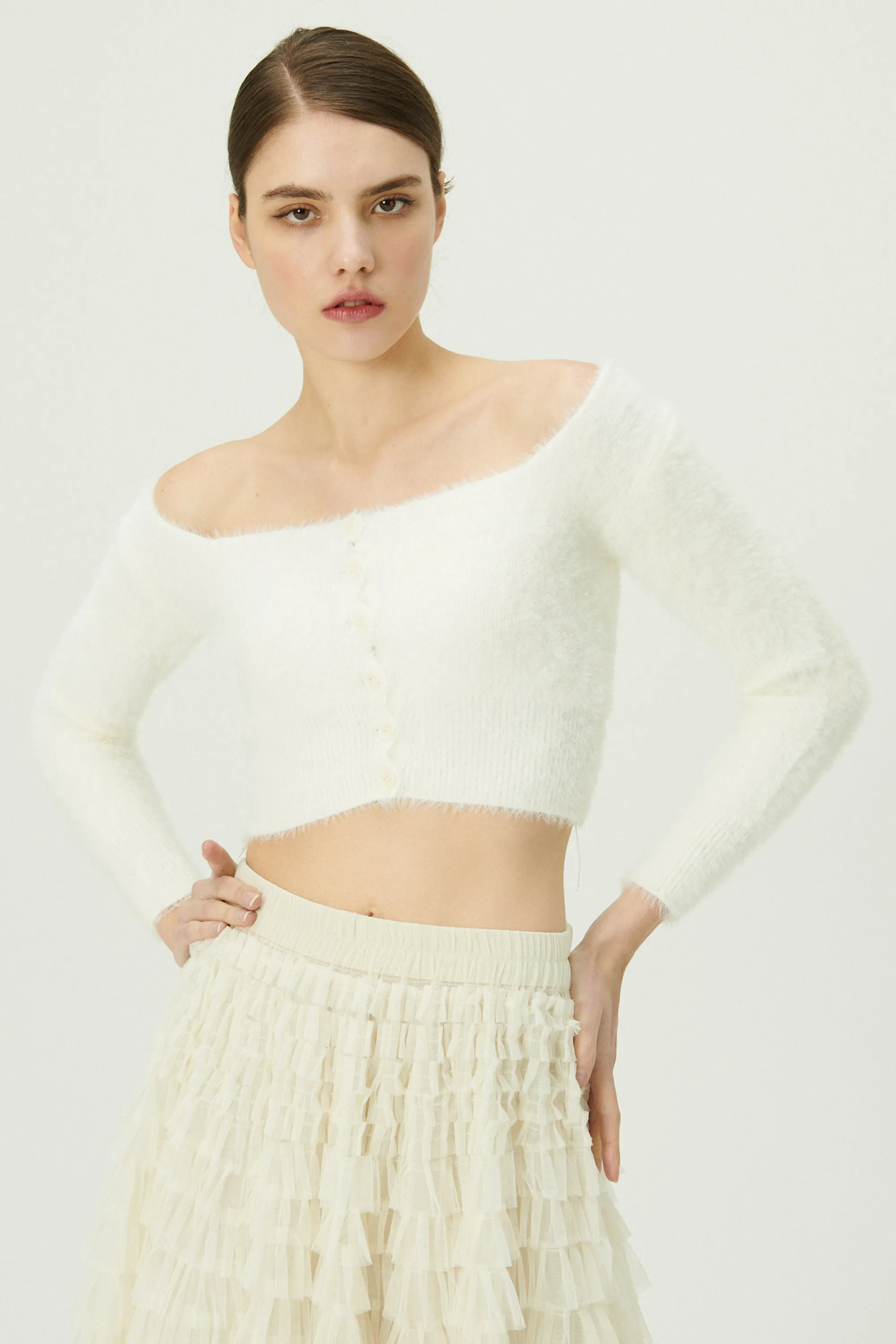 Carmen Fuzzy Crop Cardigan