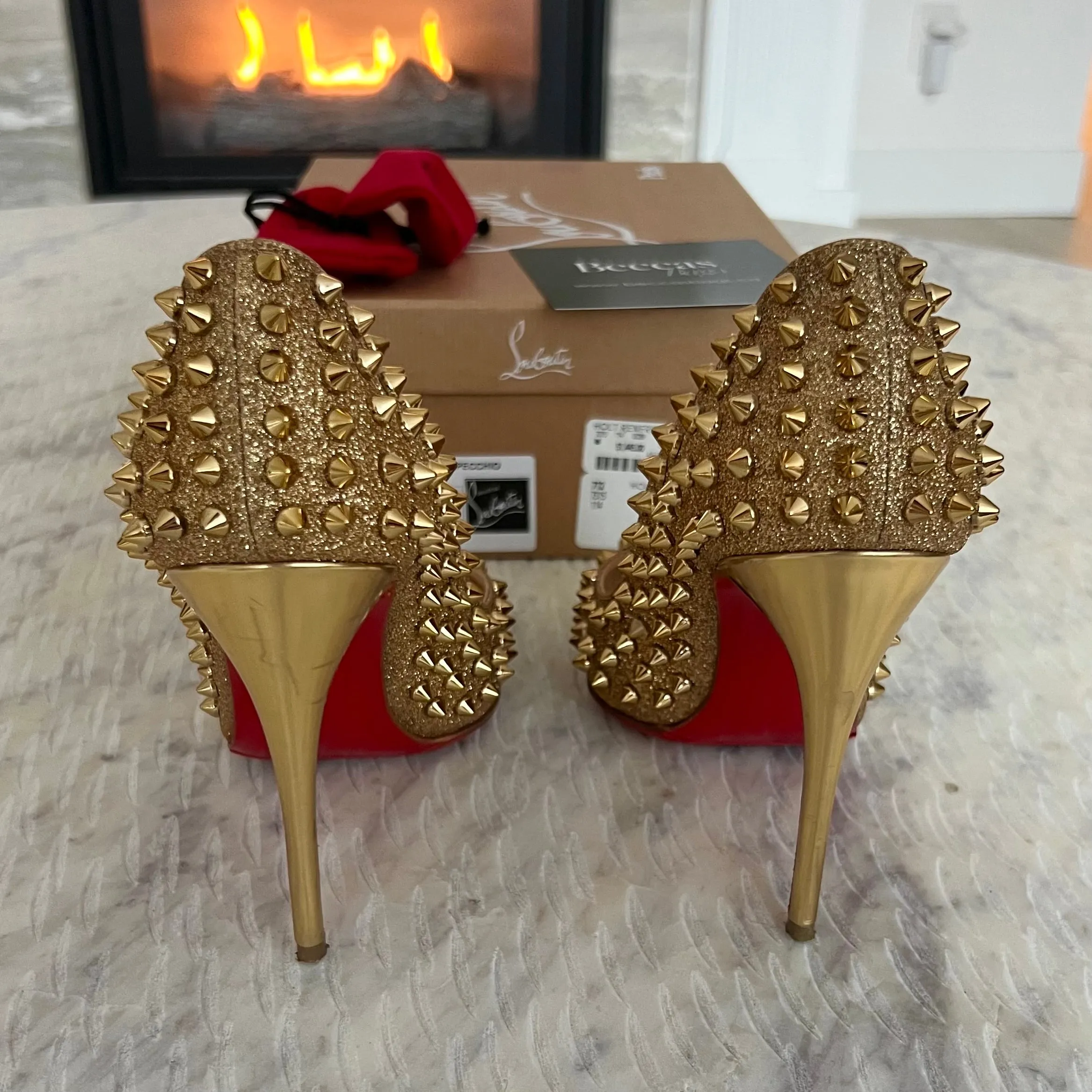 Christian Louboutin Follies Spikes 100 Heels