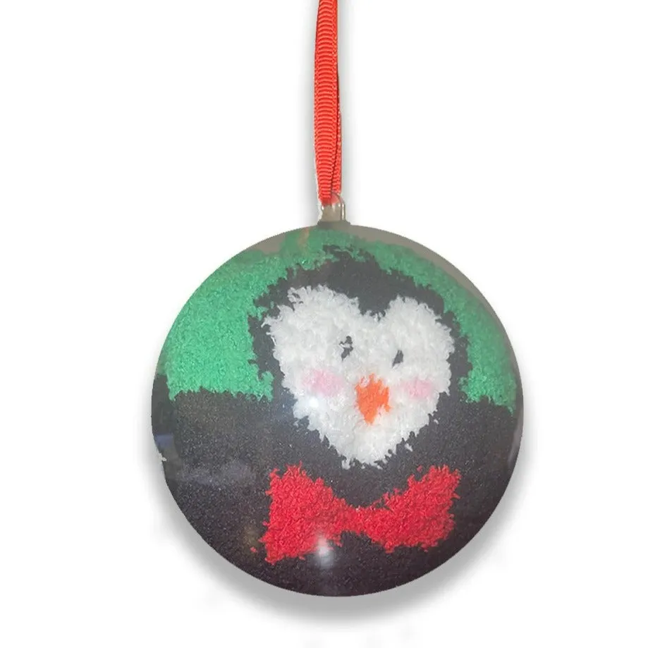 Cozy Penguin Fuzzy Sock Ornament