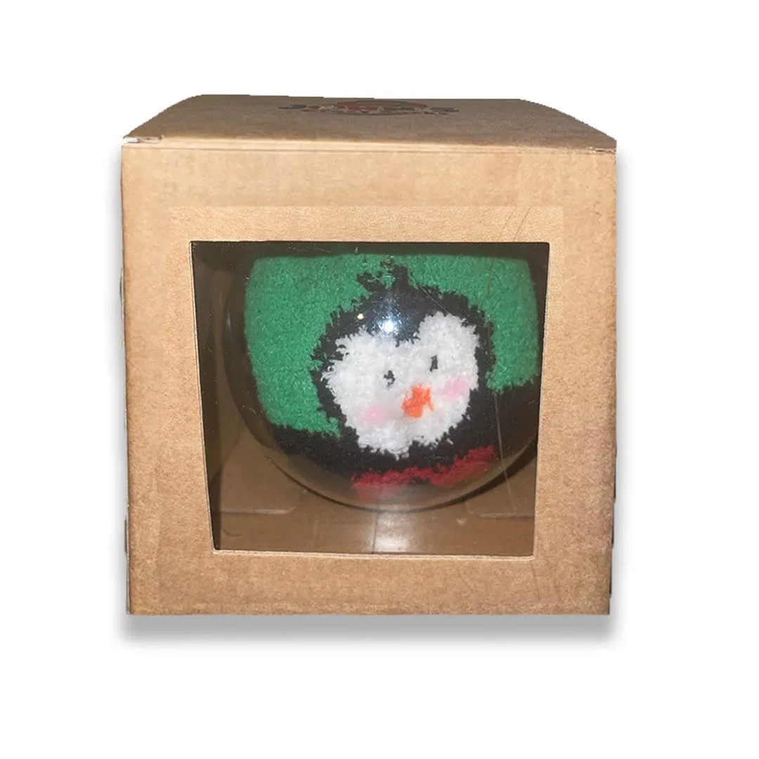 Cozy Penguin Fuzzy Sock Ornament