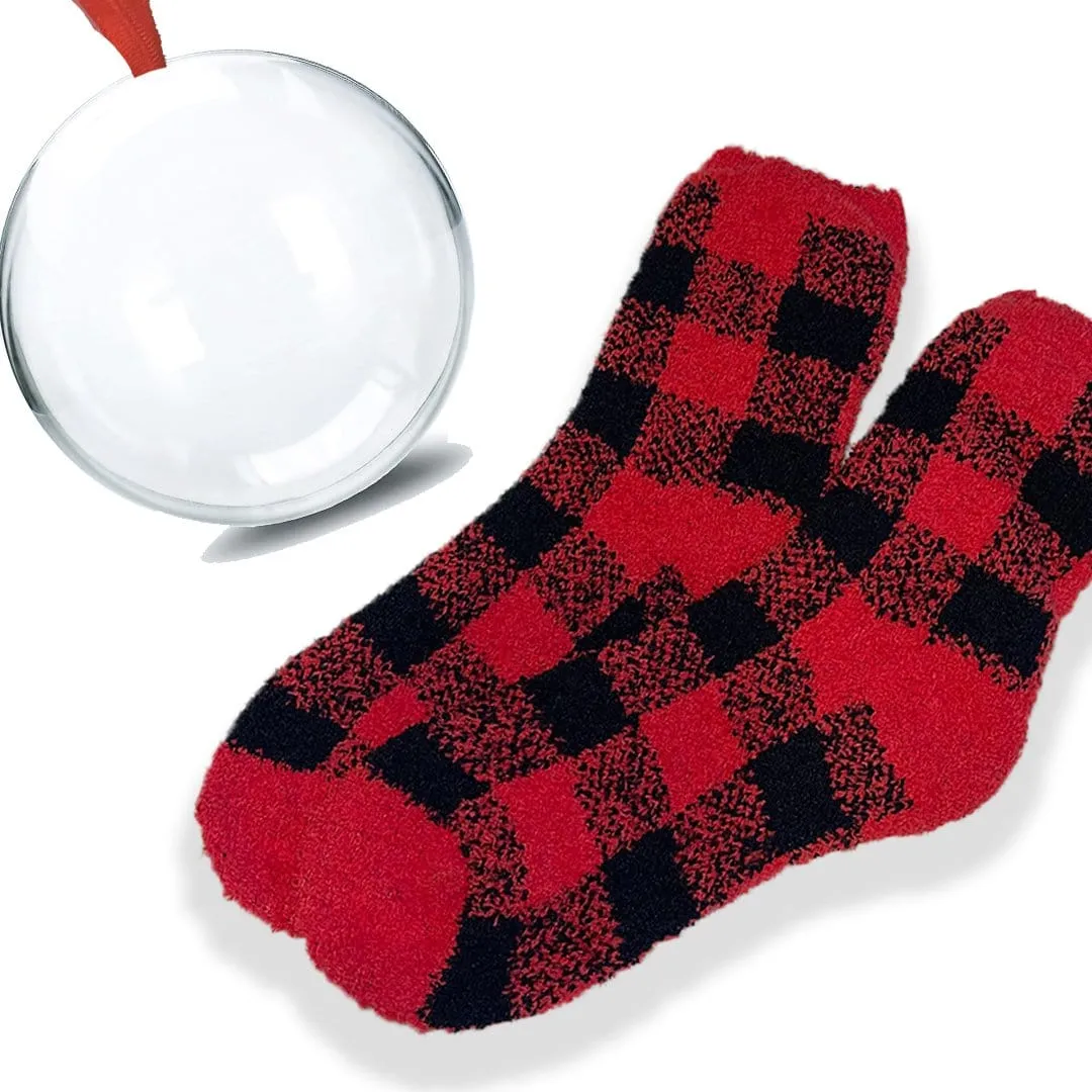 Cozy Plaid Fuzzy Sock Ornament