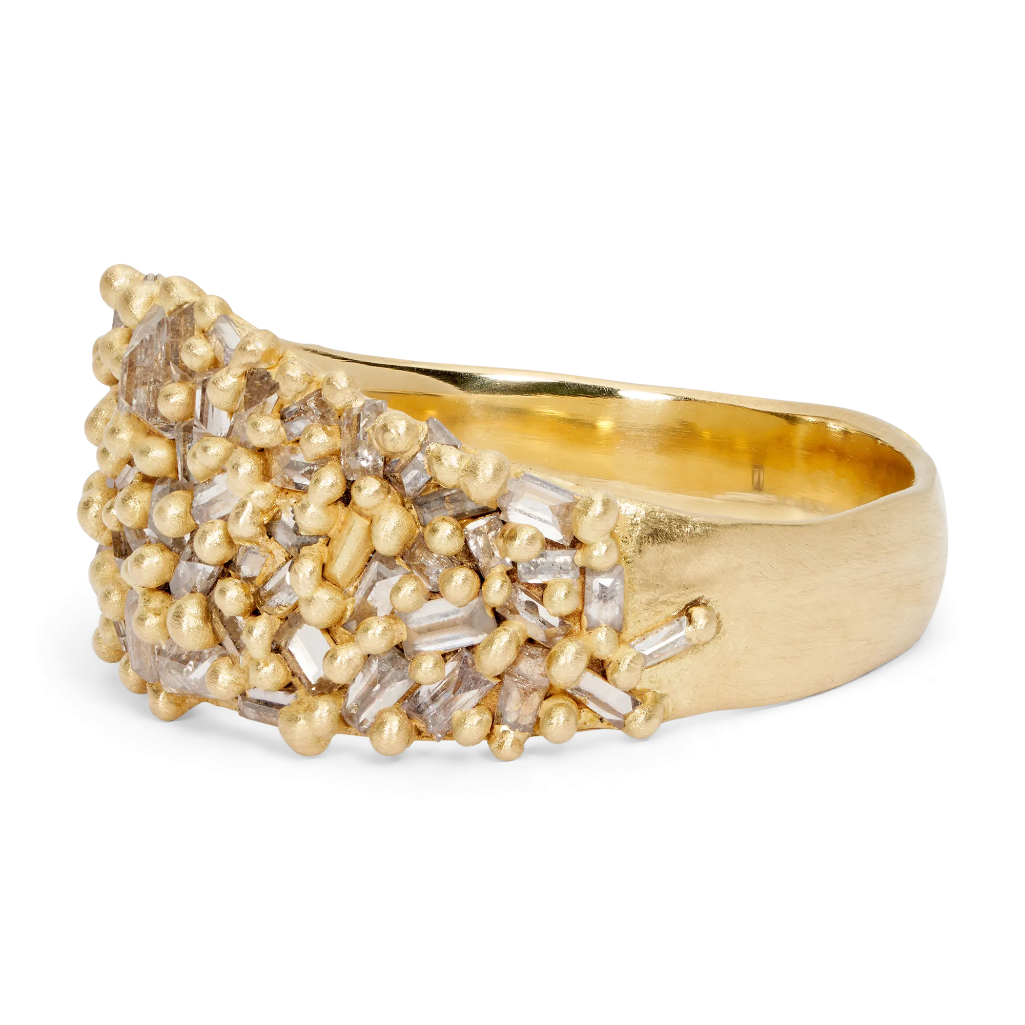 Diamond Baguette Fuzzy Half Shield Ring - Size 7 - 11291