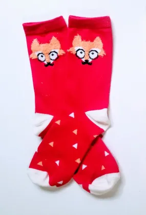 Fox Fuzzy Head Crew Socks