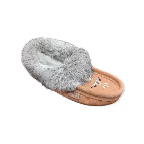 Fur Moccasin - Cappuccino Suede