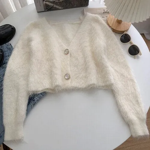 Fuzzy Crop Cardigan