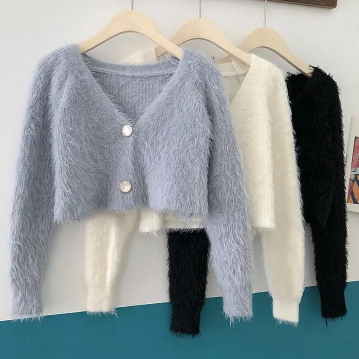 Fuzzy Crop Cardigan