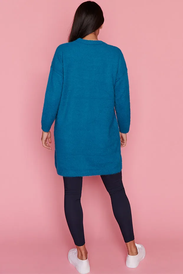 Fuzzy Harbour Blue Long Cardi