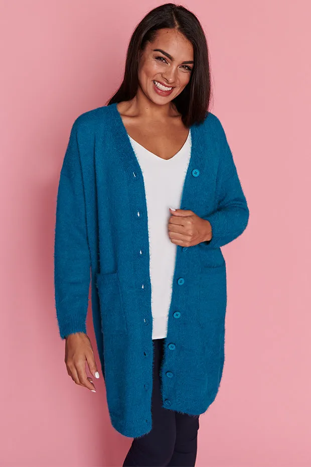 Fuzzy Harbour Blue Long Cardi