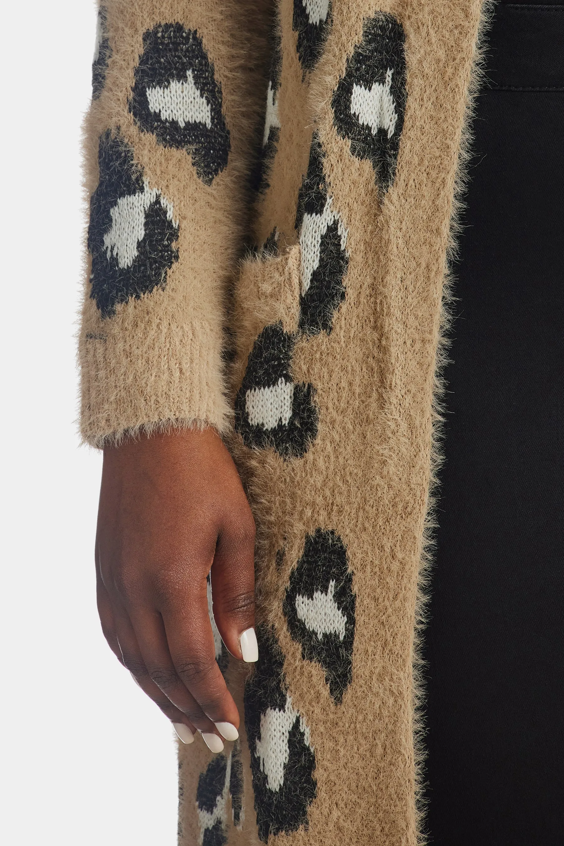 Fuzzy Leopard Knit Cardigan