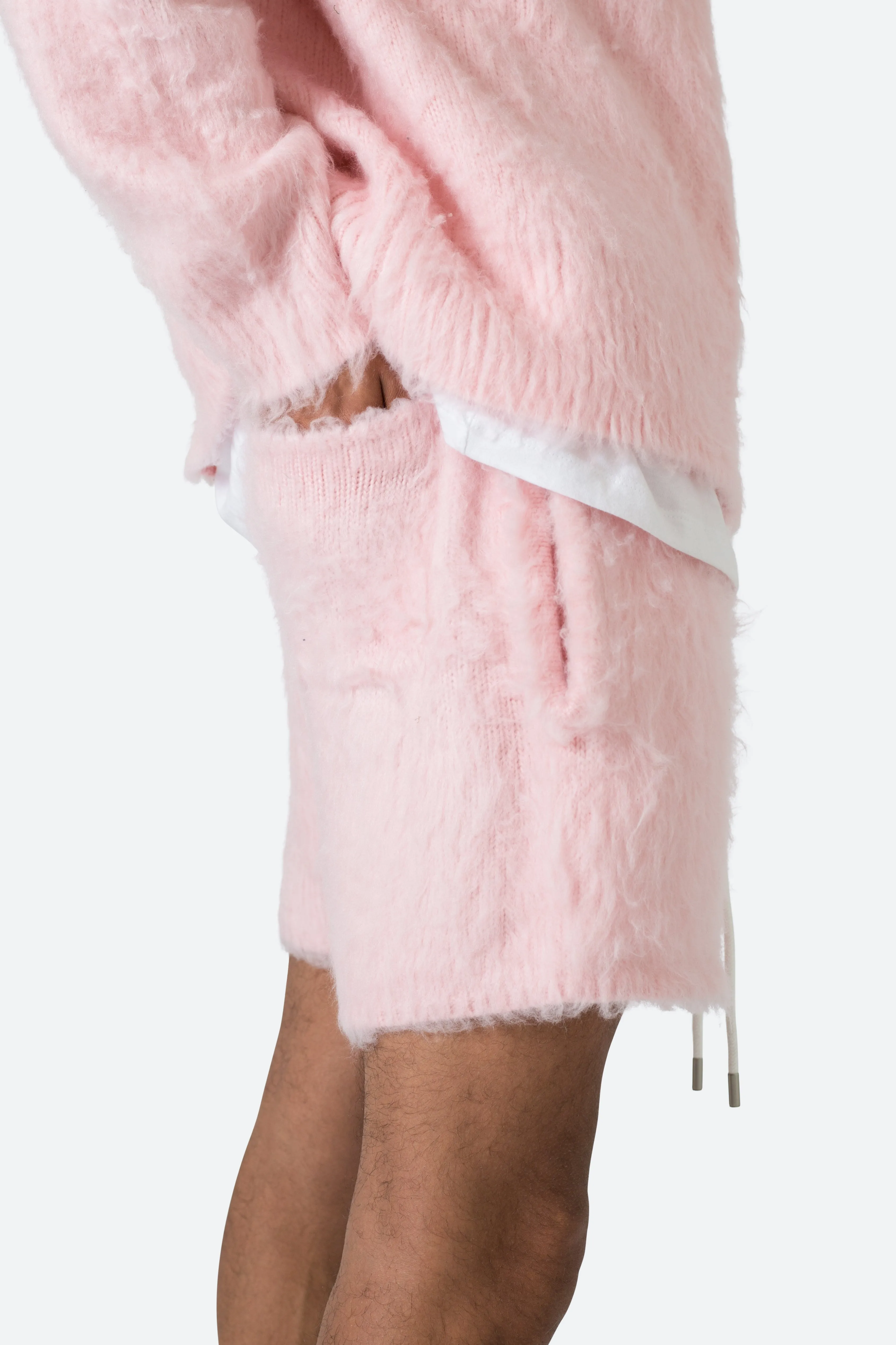 Fuzzy Sweatshorts - Pink