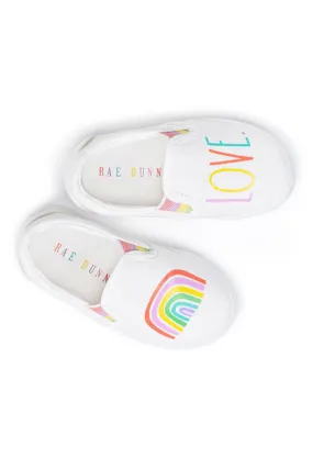 Girl's Rainbow "LOVE" Slip On Sneakers