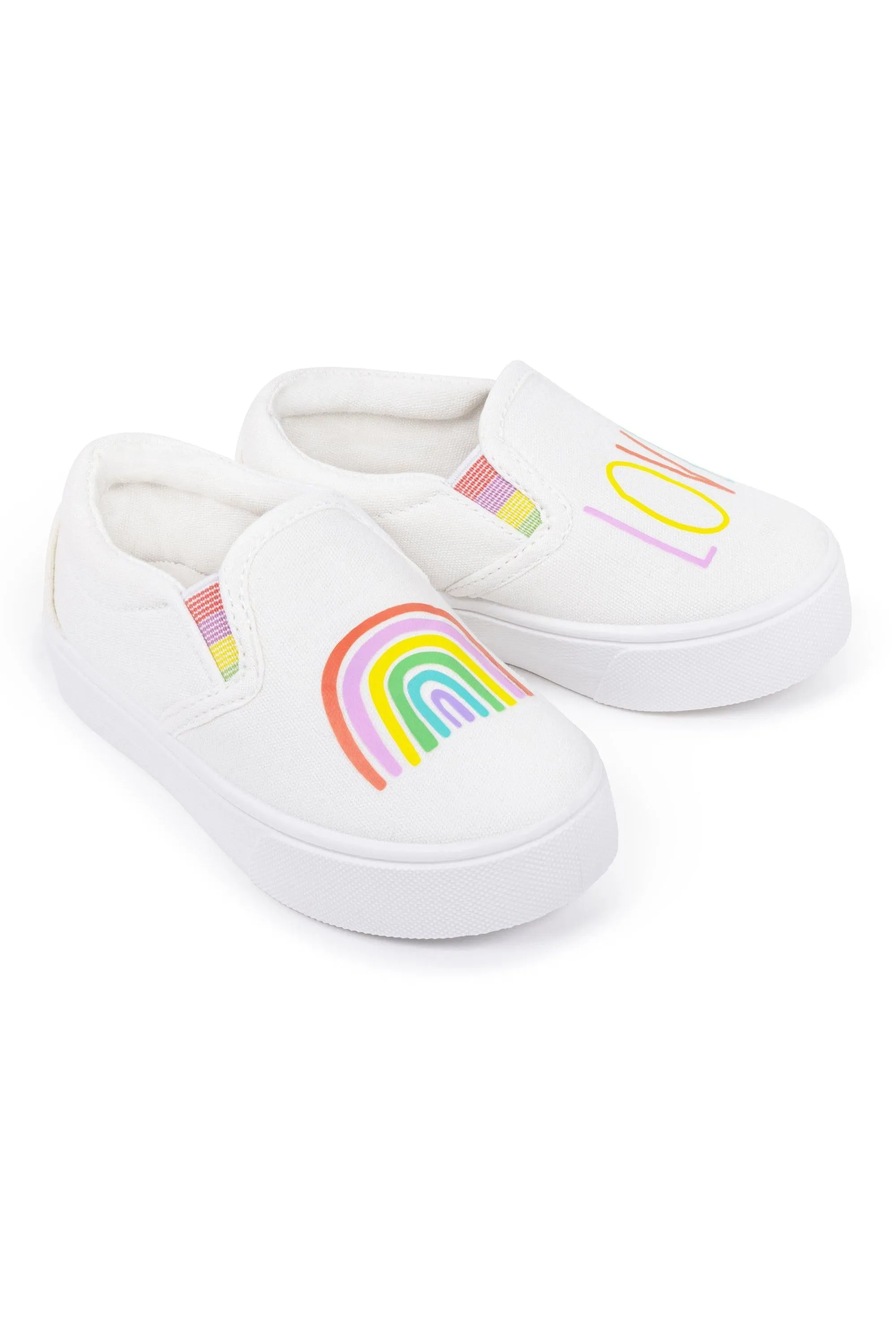 Girl's Rainbow "LOVE" Slip On Sneakers