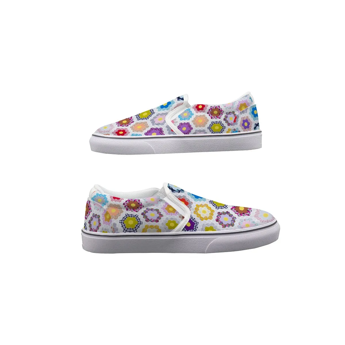 Grandma's Flower Garden Quilt Women's Slip On Sneakers