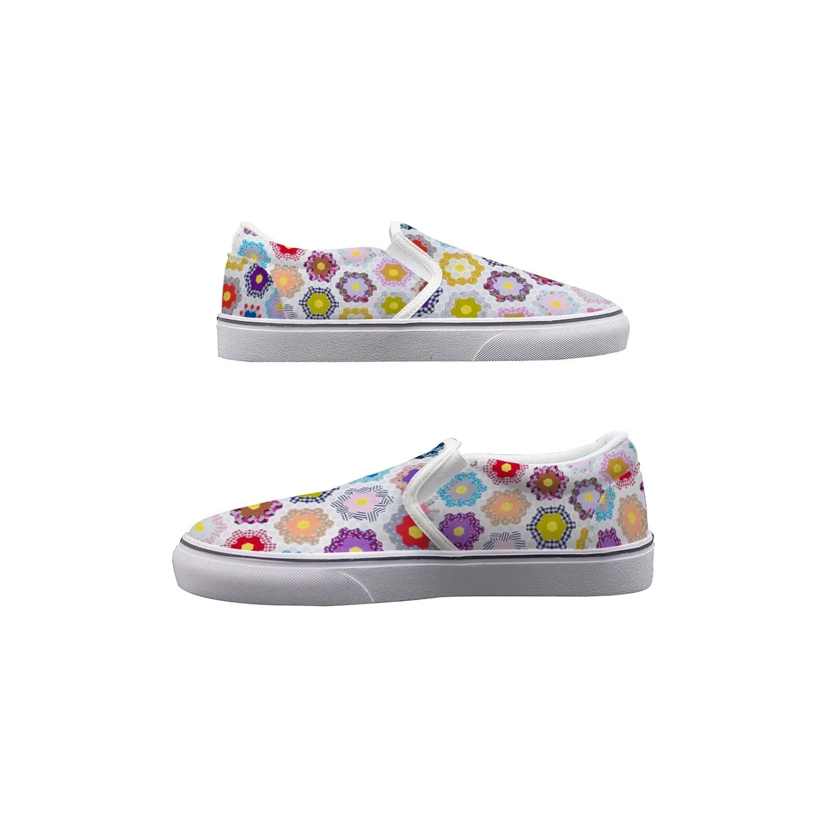 Grandma's Flower Garden Quilt Women's Slip On Sneakers