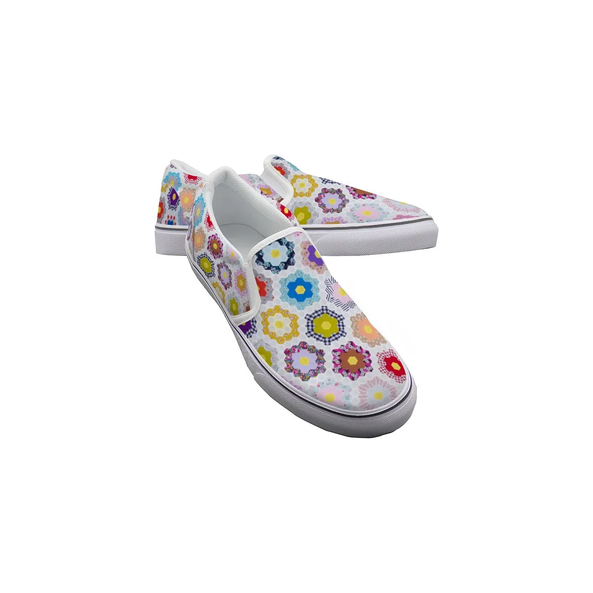 Grandma's Flower Garden Quilt Women's Slip On Sneakers