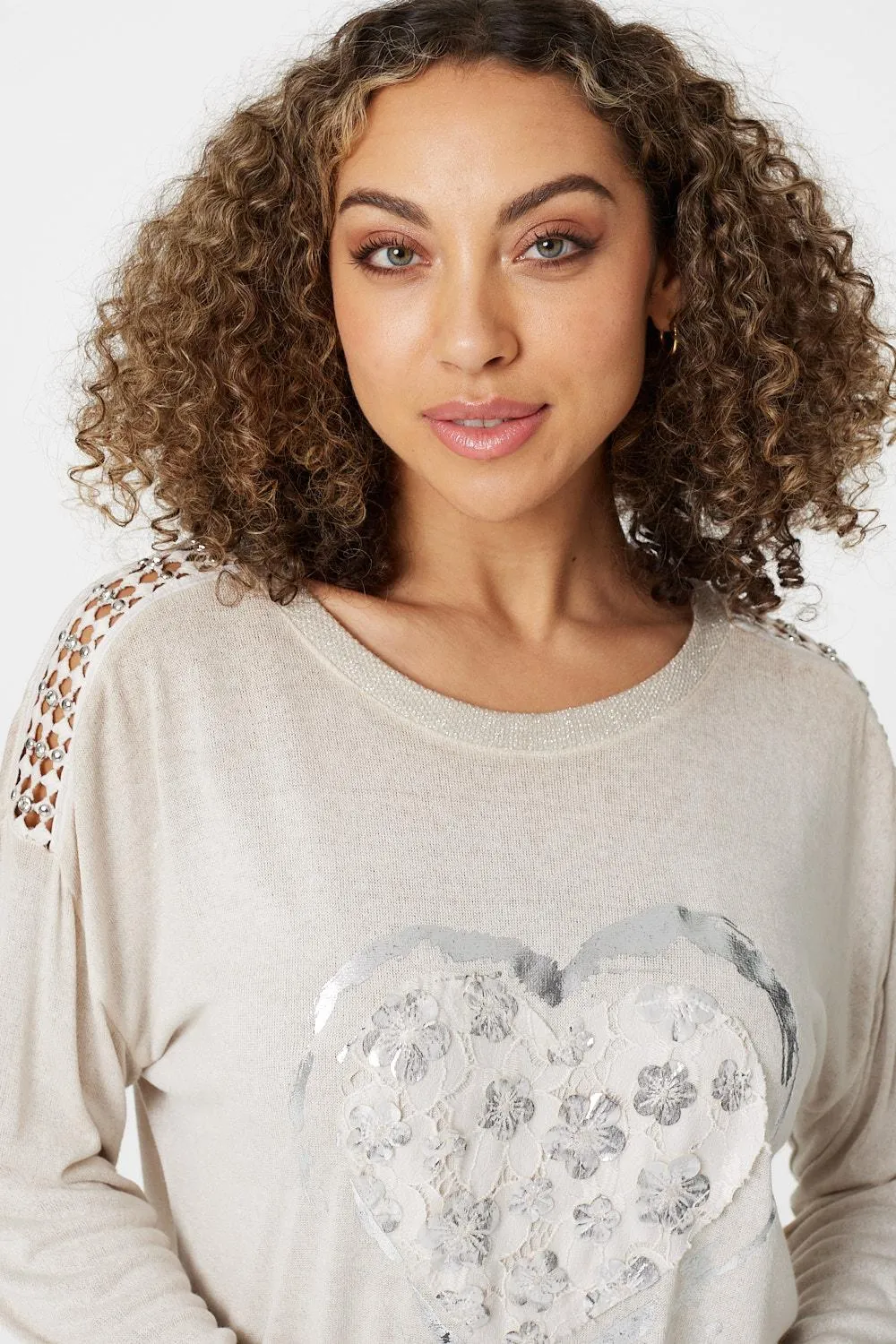 Heart Print Long Sleeve T-Shirt