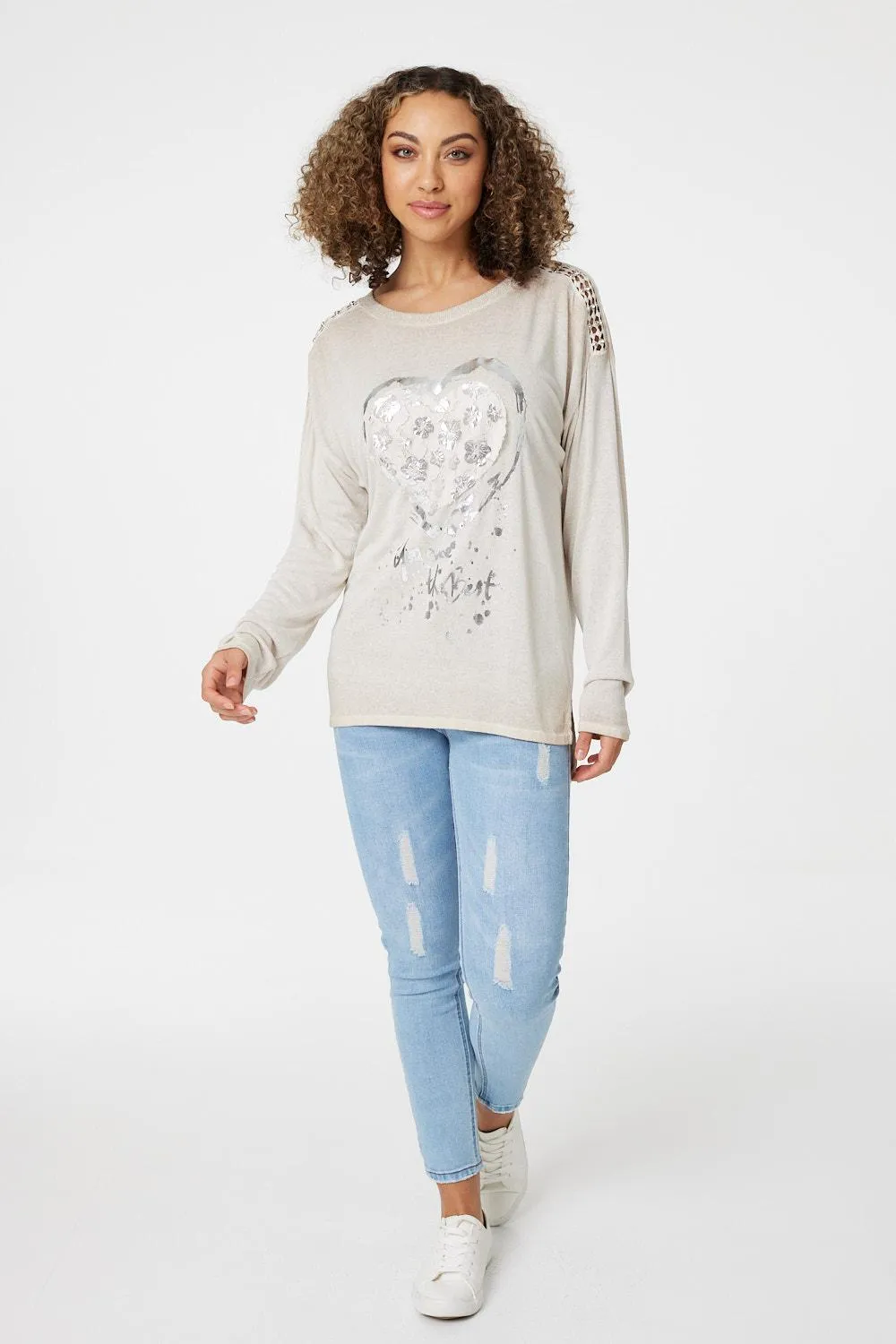 Heart Print Long Sleeve T-Shirt