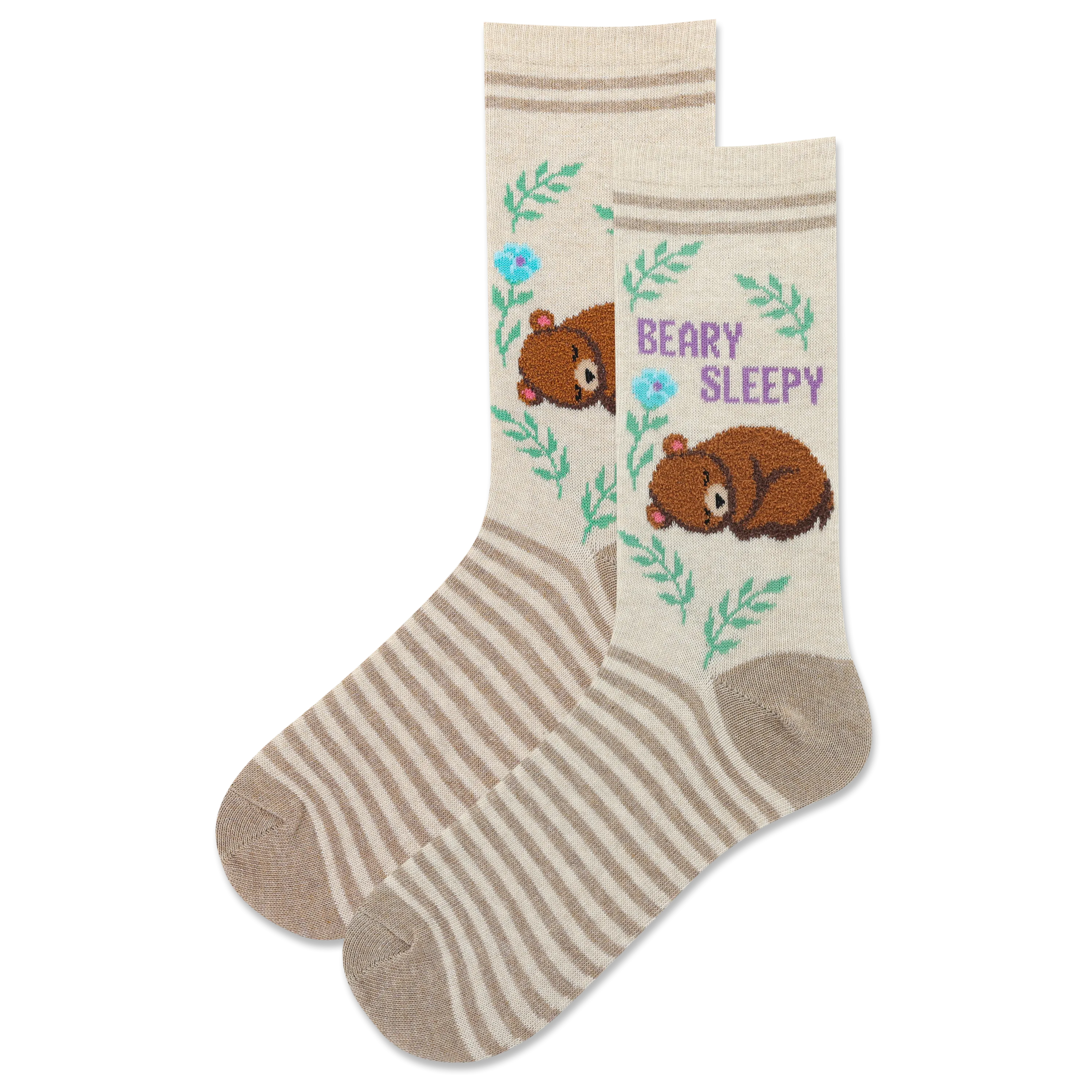 HOTSOX Women's Fuzzy Beary Sleepy Crew Sock