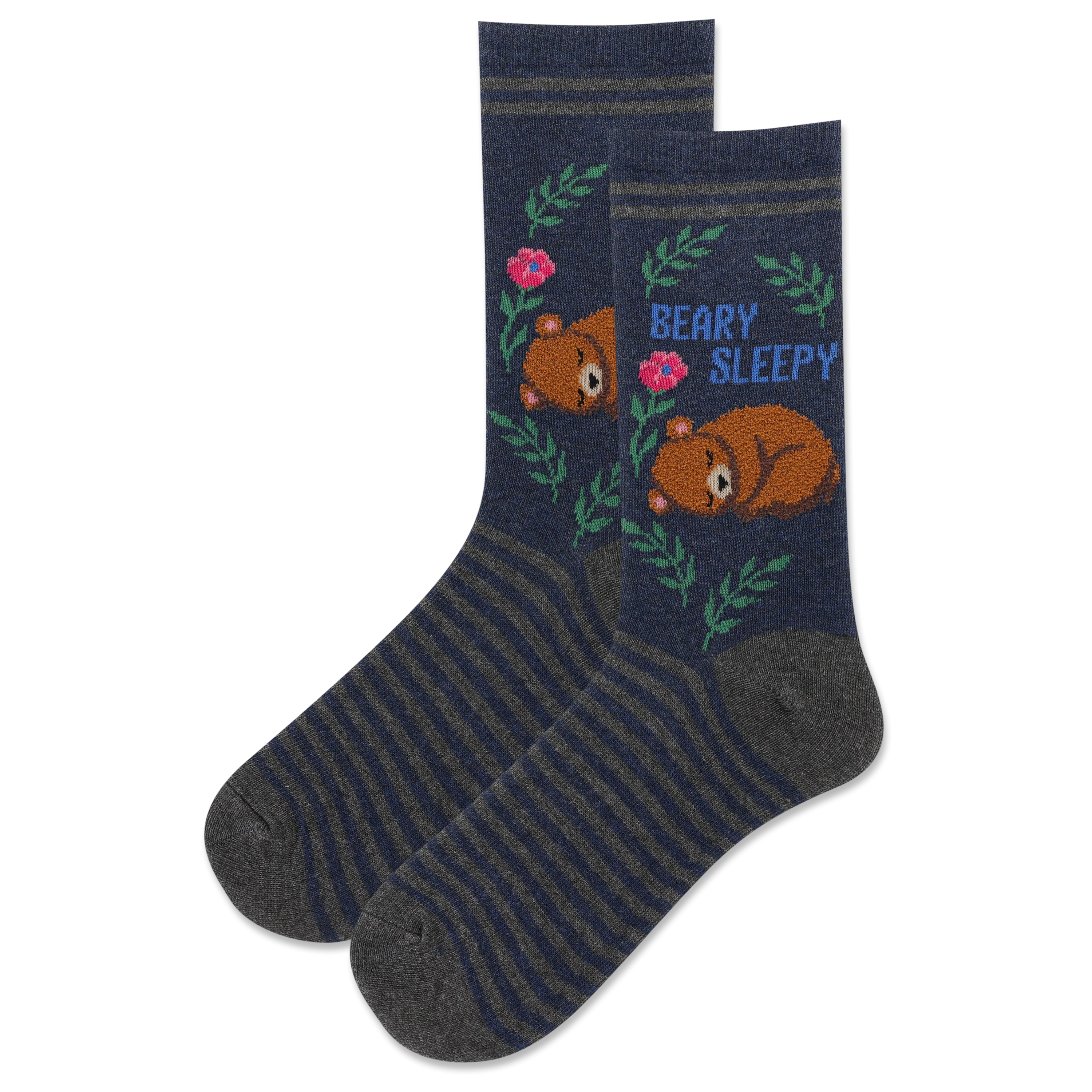 HOTSOX Women's Fuzzy Beary Sleepy Crew Sock